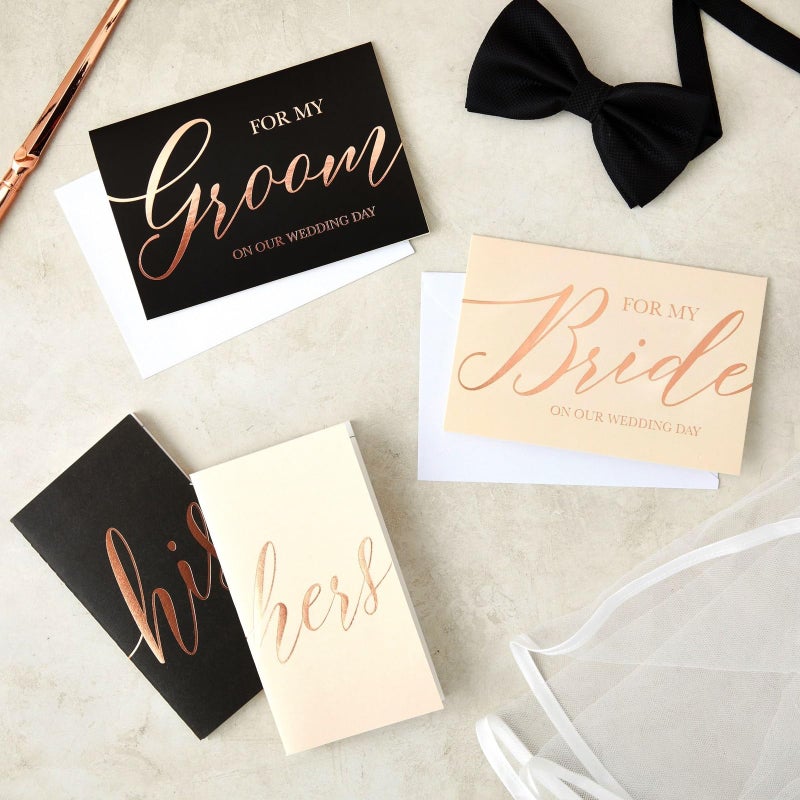 Paper Junkie Vow Books for Wedding - His & Hers Vow Books with Blank Pages - Rose Gold Foil Design & Bridal Shower Gift - Ideal for Groomsmen Gifts & Engagement Present - Pack of 6, One Size, Gold - Image 2